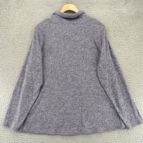 J Jill Pullover Womens Large Gray Heathered Rib Knit Drawstring Cowl Neck Casual - Picture 3 of 10